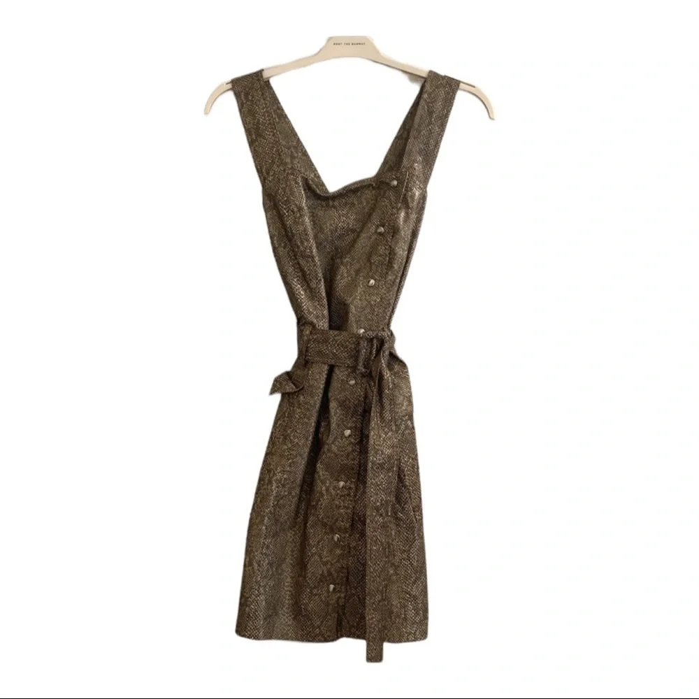Nanushka Snake Print Belted Mini Dress Faux Leather Small